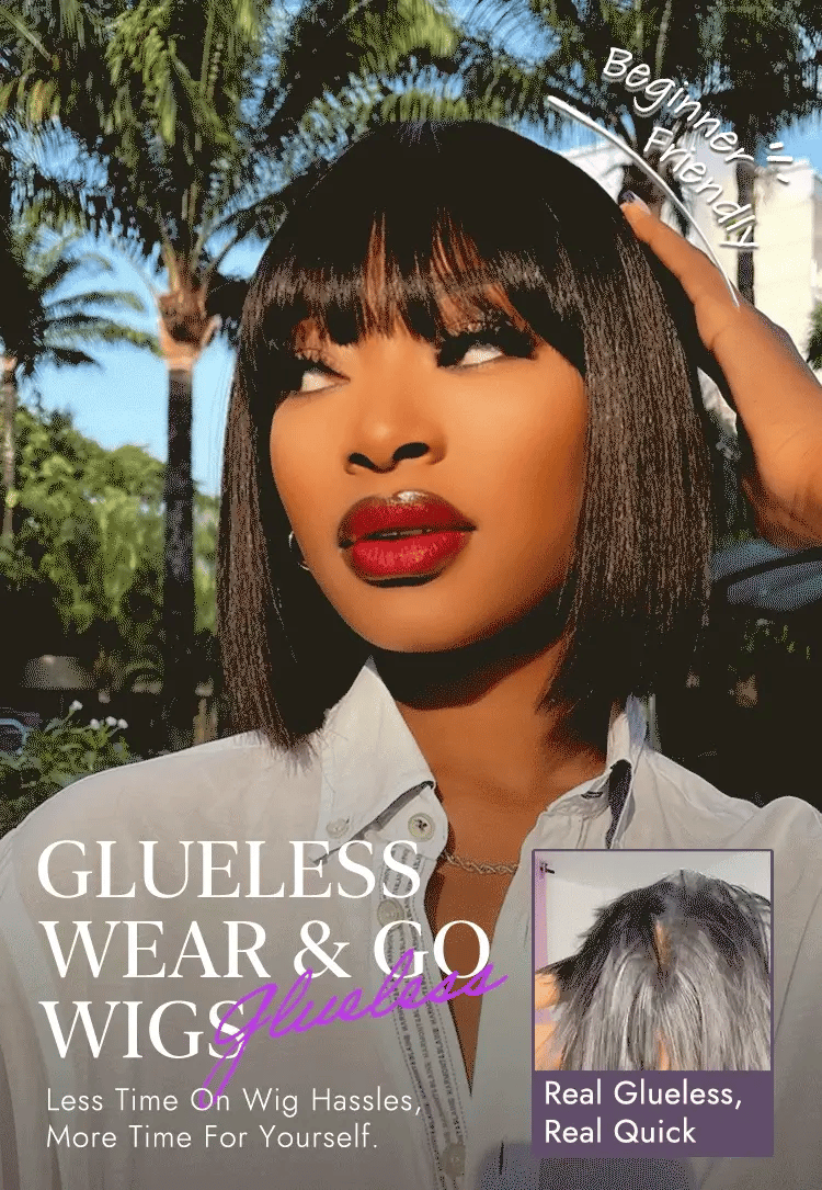 Yaki Blunt Cut Bob Wig with Bangs Glueless Minimalist Lace Short Wig Breathable Cap