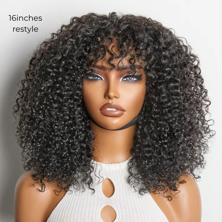 Beginner Friendly 200% Density Glueless 5x5 Closure Pre-Cut Lace Afro Curly Wig Flexi-Fit Drawstring Cap