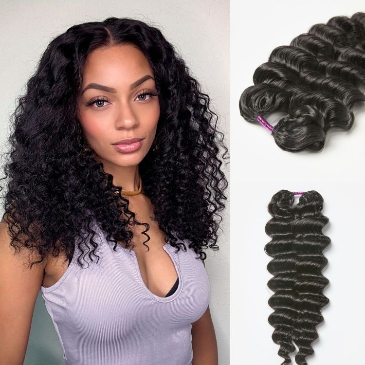 Readitress™ Pre-Separated Feather Crochet Human Hair Extensions Deep Wave / Kinky Straight / Silky Straight Protective Style