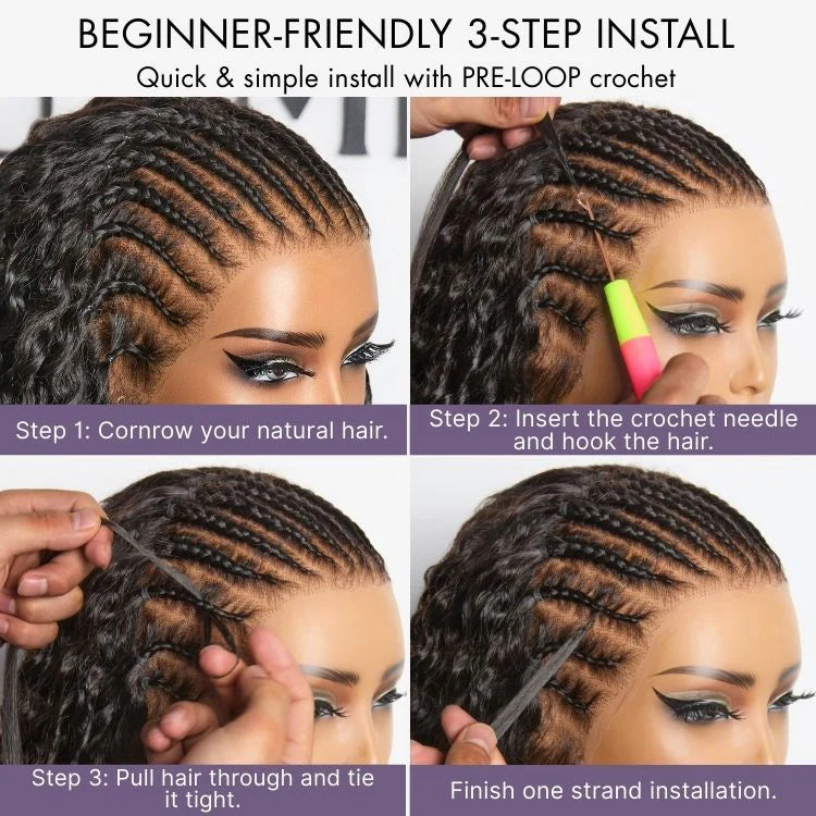 Readitress™ Pre-Separated Feather Crochet Human Hair Extensions Deep Wave / Kinky Straight / Silky Straight Protective Style