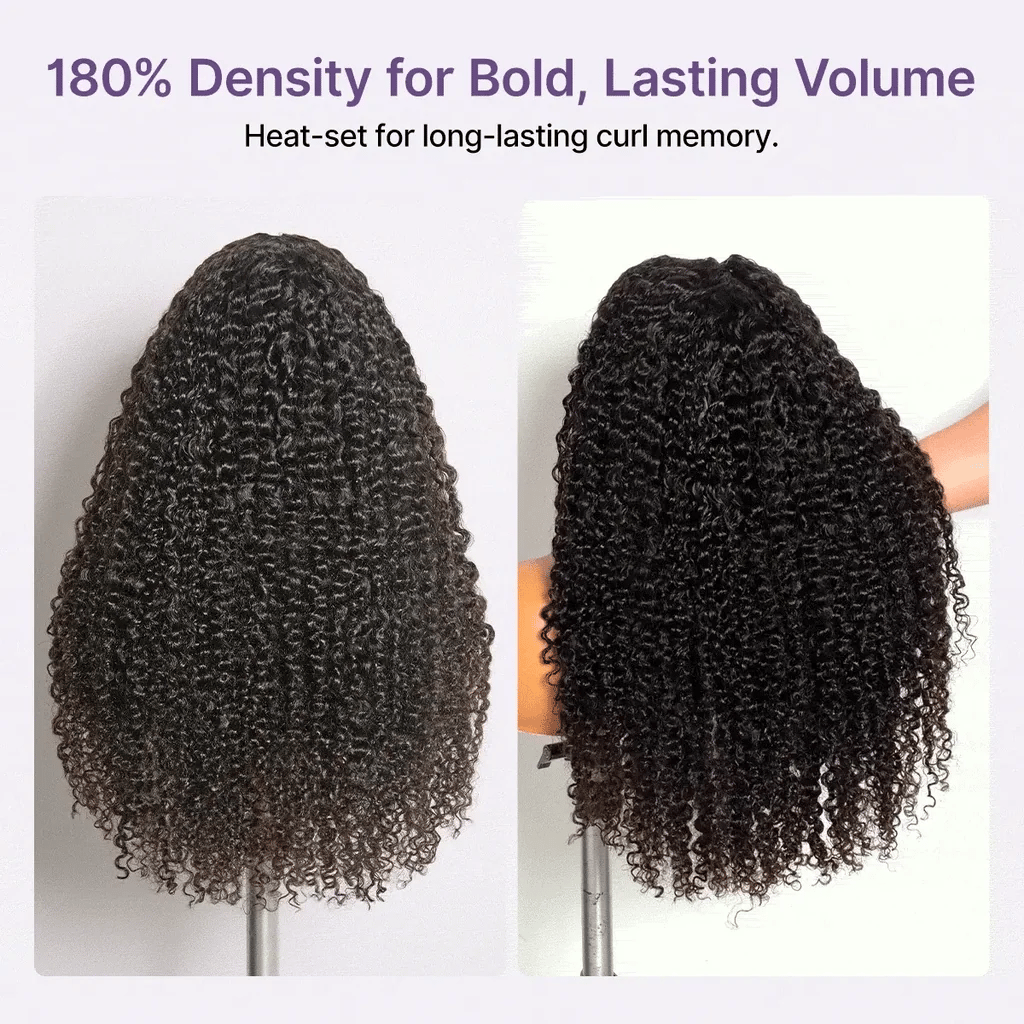 True Scalp Burmese Curly V Part Glueless Human Hair Wig Flexi-Fit Drawstring